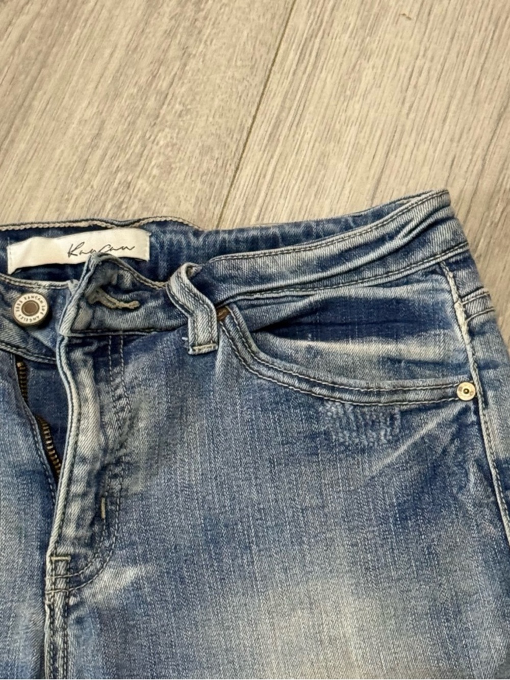 KanCan Distressed Light Blue Jean Shorts - Picture 3 of 9